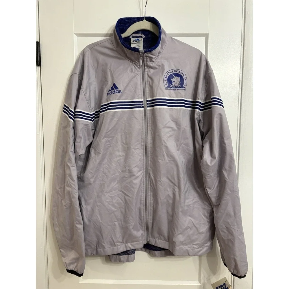 Vintage 2000 Boston‎ Marathon Adidas Iridium/Carbon Windbreaker Jacket Size XL